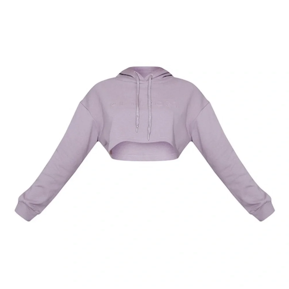 PRETTYLITTLETHING Mauve Dropped Hem Cropped Hoodie